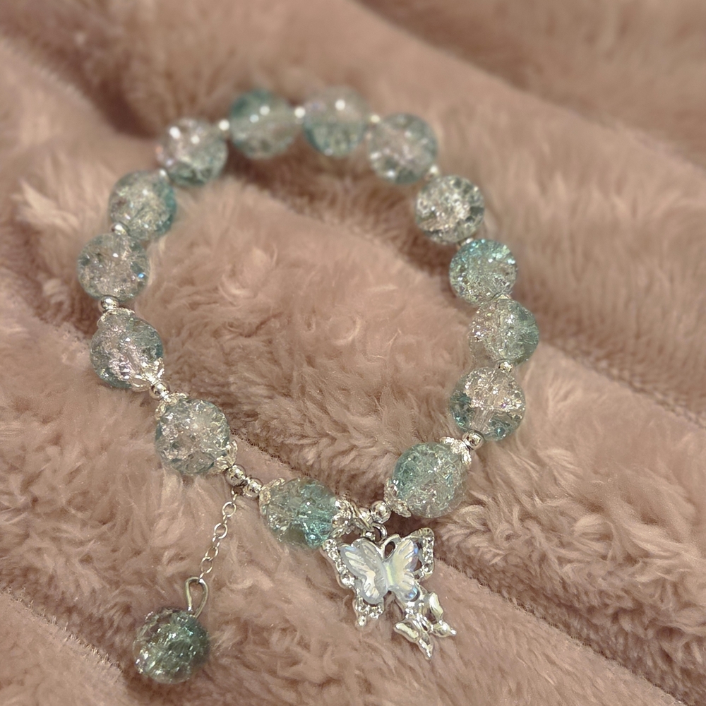 Elegant Silver and Blue Beaded Bracelet